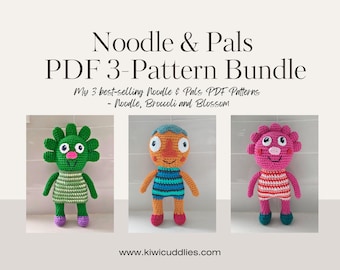 Noodle & Pals PDF 3-Pattern Bundle - Noodle, Broccoli and Blossom, Simple Songs, Pdf Instant Download