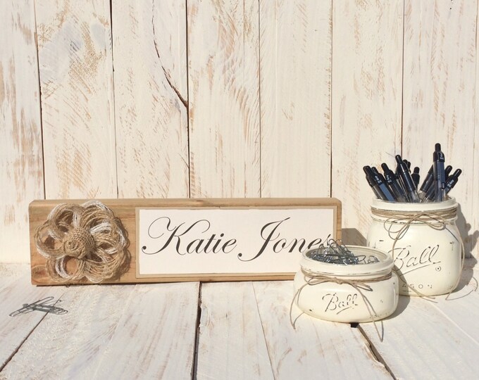 Wooden Desk Name Plate Office Desk Set Office Storage Etsy