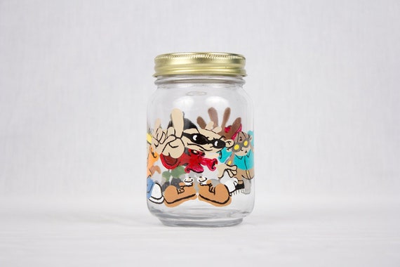 Codename Kids Next Door Painted Glass Mason Jar Gift For Cartoon Lover Nostalgic Gift For 90s Baby Cartoon Network Fan Painted Stash Jar