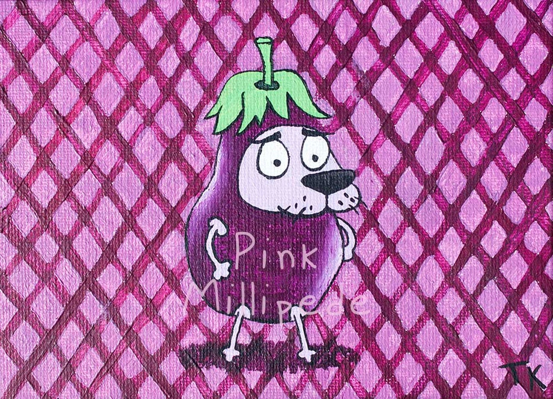 Courage the Cowardly Dog print Eggplant costume Purple dog Etsy