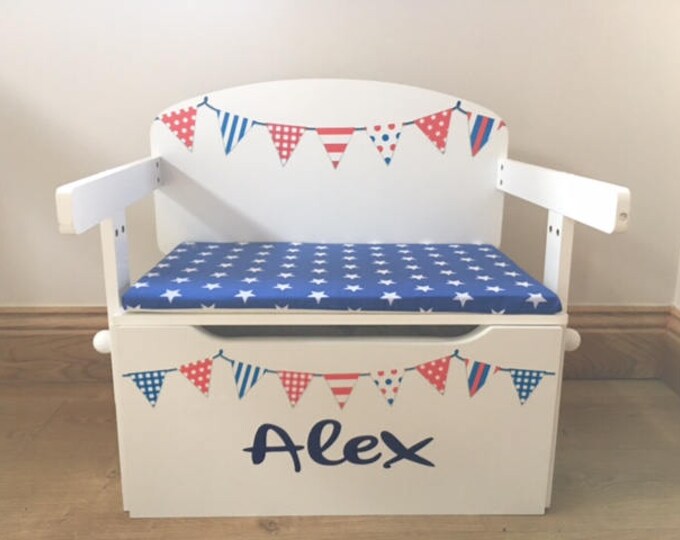 Toy Box/desk in Red White Blue Bunting Personalised With Etsy UK