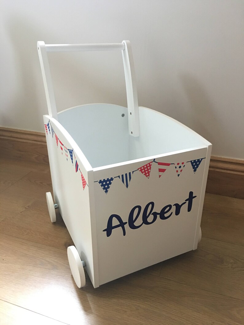 Kids Toy Box with Pink Bunting Walker Storage Trolley Etsy