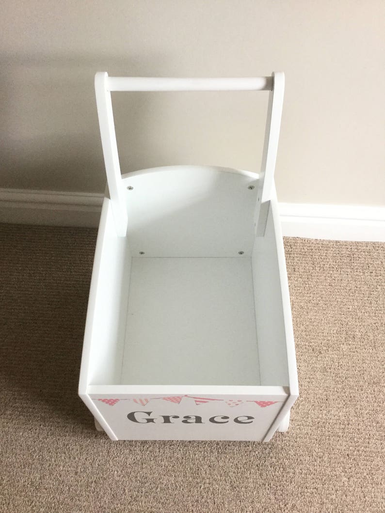 Kids Toy Box with Pink Bunting Walker Storage Trolley Etsy