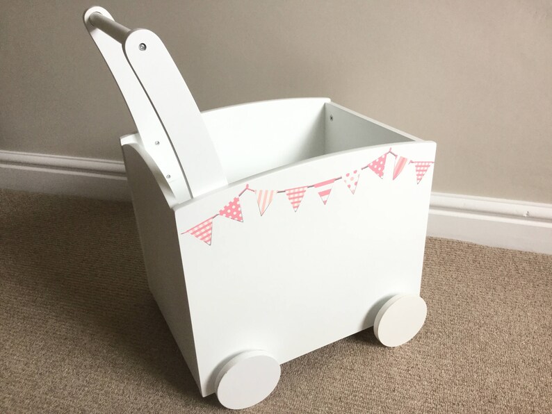 Kids Toy Box with Pink Bunting Walker Storage Trolley Etsy