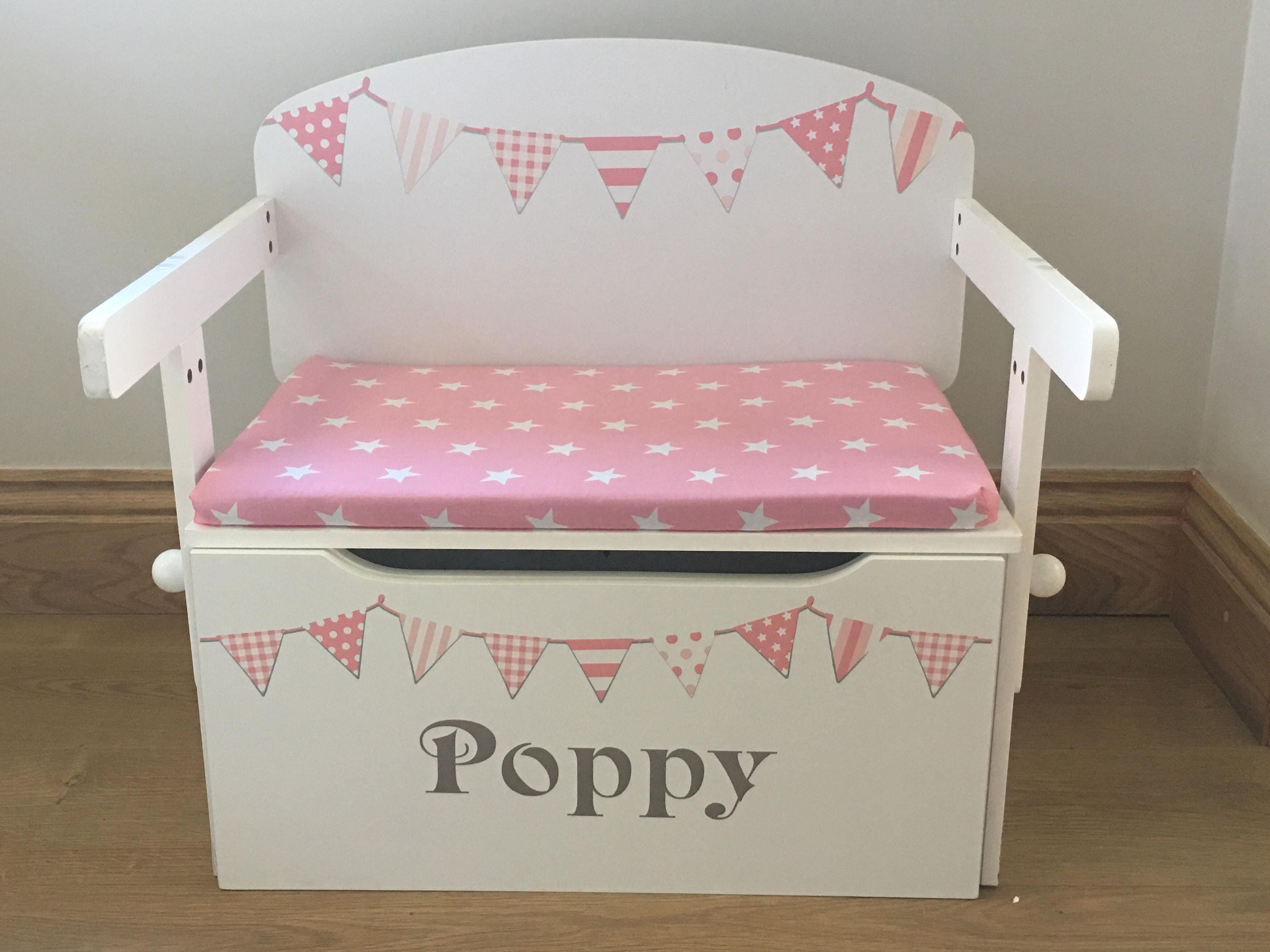 Kids Children Table and Chair Set Girls Storage Box Pink Bunting