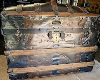 178 Reduced 100 dollars Trunk 178 Metal and Wood Dome Top