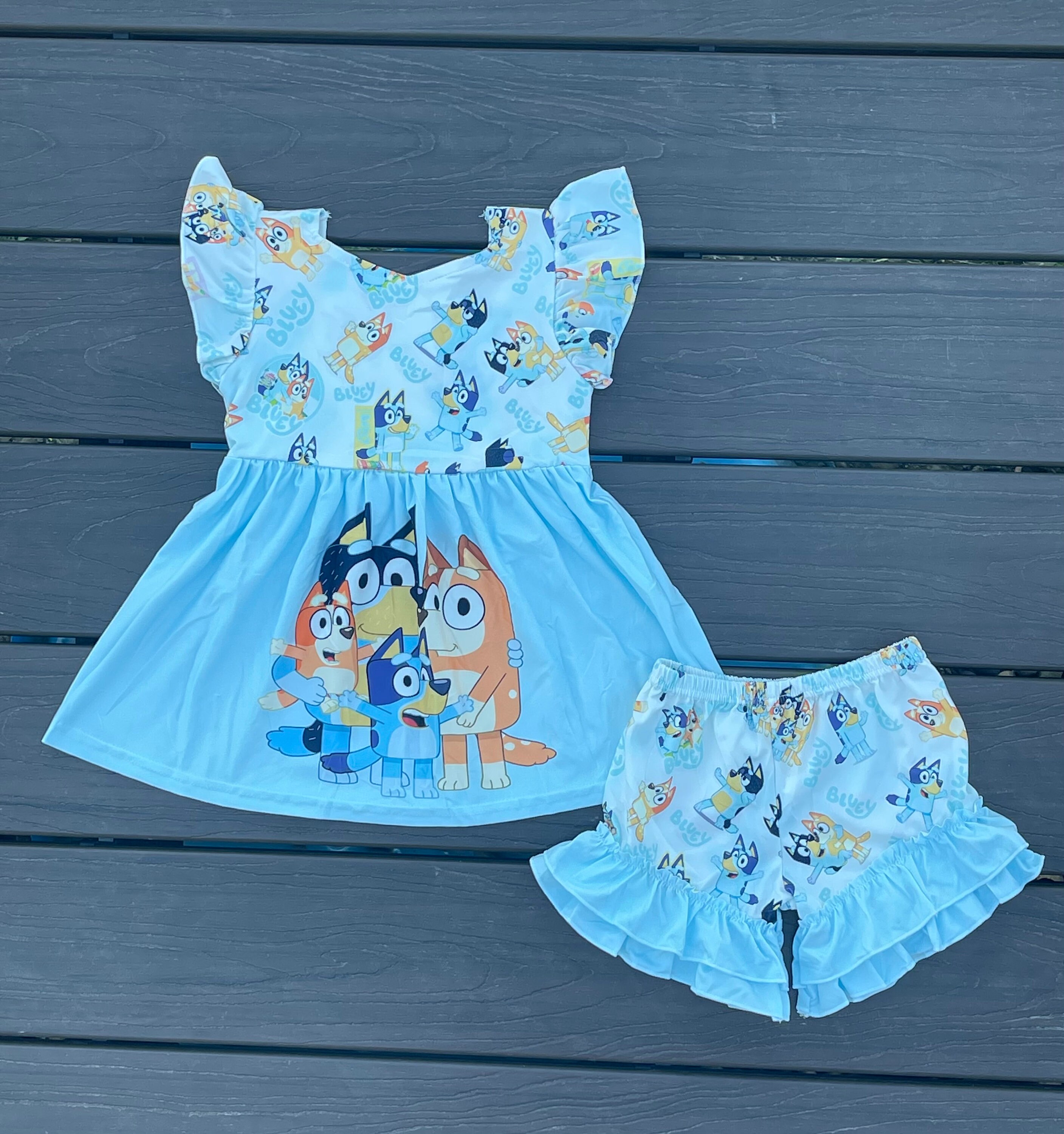 Bluey Ruffle Dress and Shorts set Etsy