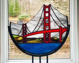 Unique Stained Glass Art Sculpture of Golden Gate Bridge San Francisco California