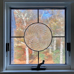Original Modern Classic Leaded Glass Handspun Rondel Square Window image 1
