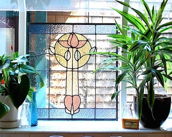 Stunning Edwardian Stained Glass Leaded Window | Chic Home Decor