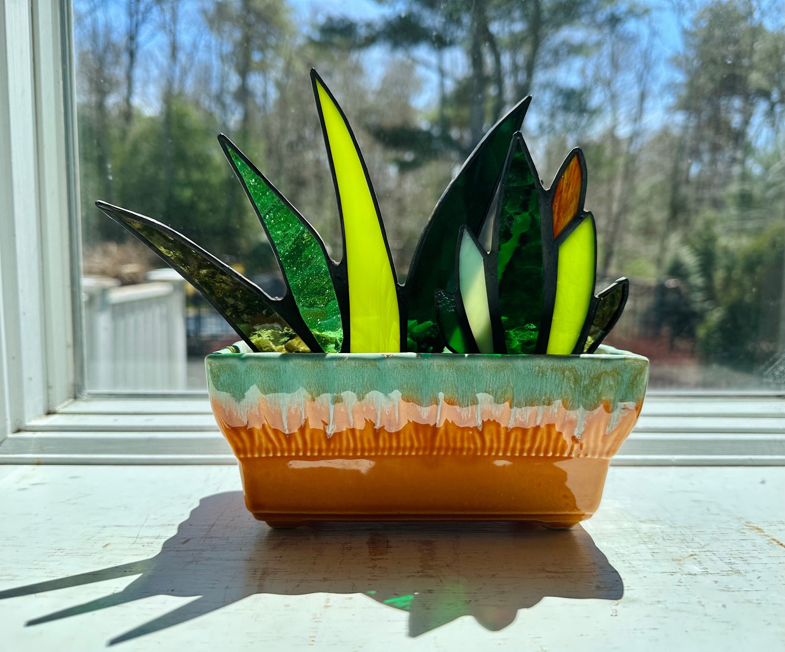ソウラボAGAVE- [ Z ] ERO BOTANIZE PLA POT Brilliant Mid-century Modern Stained Glass Agave Potted