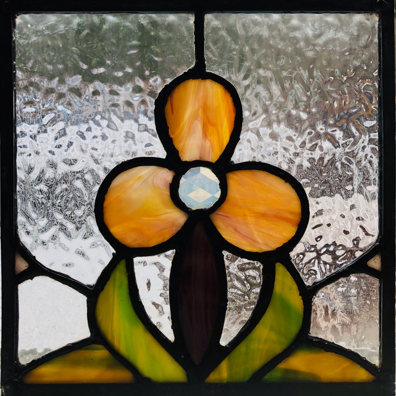 Beautiful Stained Glass Art Deco Crocus Floral Flower Carrie Window U00a9 Dexis Iberica Art Collectibles Panels Wall Hangings