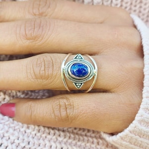 Gemstone Ring R1517 Handmade Ring Sterling Silver Ring Lapis Lazuli Ring