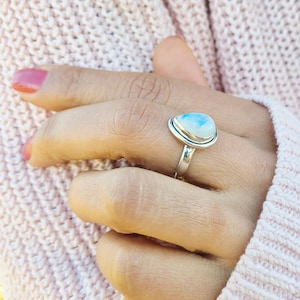 Genuine Moonstone Ring, Moonstone Silver Ring, Handmade Moonstone Ring, Moonstone Statement Ring, Boho Hippie Ring, Moon Stone Ring