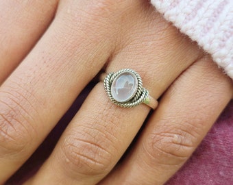 Genuine Rose Quartz Ring, Silver Rose Quartz Ring, Rose Quartz Ring, 92.5 Silver Ring, Sterling Silver Ring, Quartz Ring Silver, Boho Ring