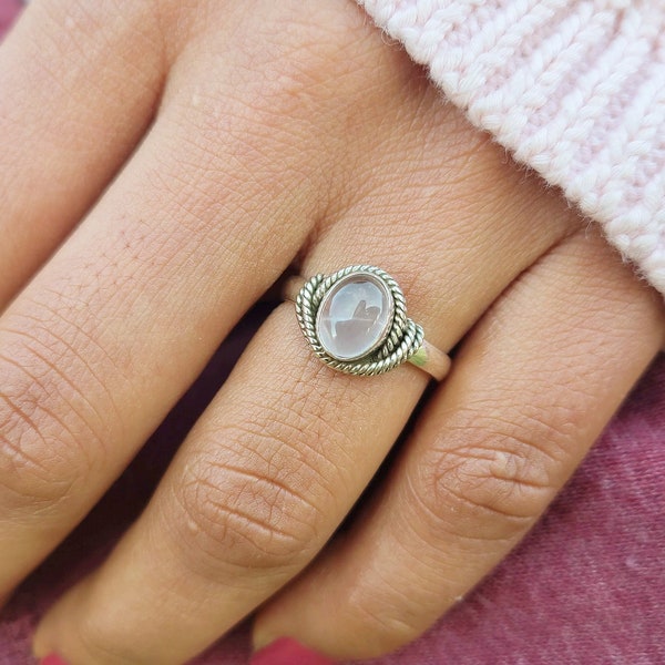 Genuine Rose Quartz Ring, Silver Rose Quartz Ring, Rose Quartz Ring, 92.5 Silver Ring, Sterling Silver Ring, Quartz Ring Silver, Boho Ring