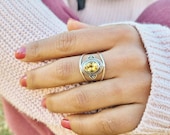 Natural Citrine Ring, Citrine Silver Ring, Citrine Ring, 92.5 Silver Ring, Sterling Silver Ring, Citrine Statement Ring, Valentines day gift