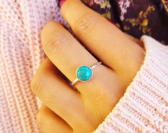 Turquoise Ring,Boho Oval Ring Composite Turquoise Ring Middle Finger Ring Handmade Ring 925 Sterling Cabochon Stone Ring Birthday Gift Ring