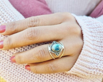 Sterling Silver ring Handmade ring Picture Jasper ring,Statement Ring US size-7.5 stone ring Picture ring,jewelry, R-492 Artisan Ring