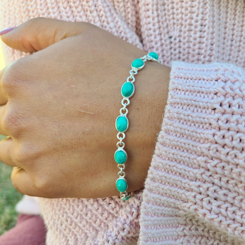 Silver Turquoise Bracelet Boho Bracelet Genuine Turquoise Bracelet Turquoise Bracelet 92.5 Sterling Silver Bracelet Bohemian Jewelry