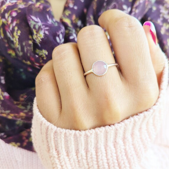 Genuine Rose Quartz Ring Silver Rose Quartz Ring Rose Quartz