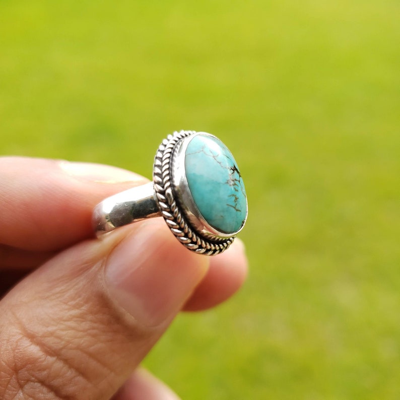 Boho Turquoise Ring, Silver Turquoise Ring, Turquoise Ring, 925 Silver Ring, Sterling Silver Ring, Gemstone Stone Ring, Mother's Day Gift image 1