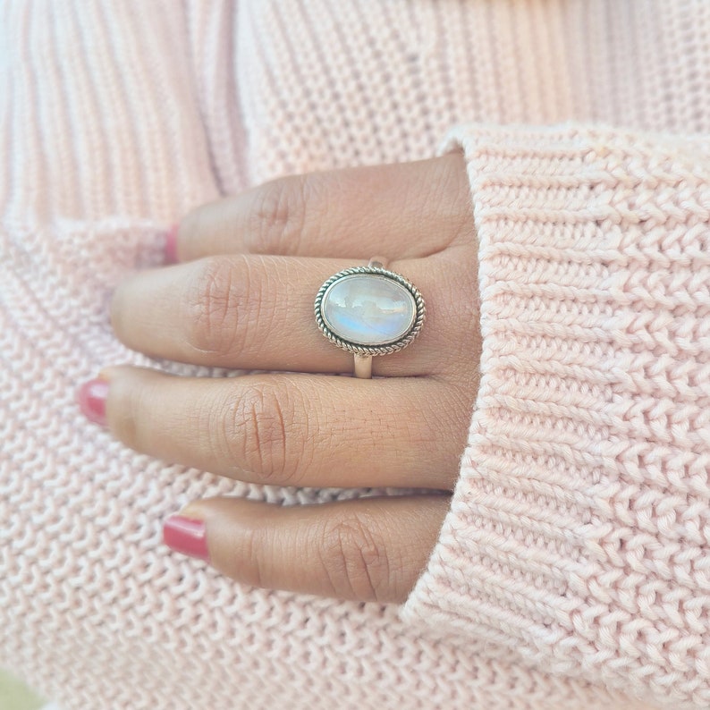 Genuine Moonstone Ring Moonstone Silver Ring Handmade Etsy