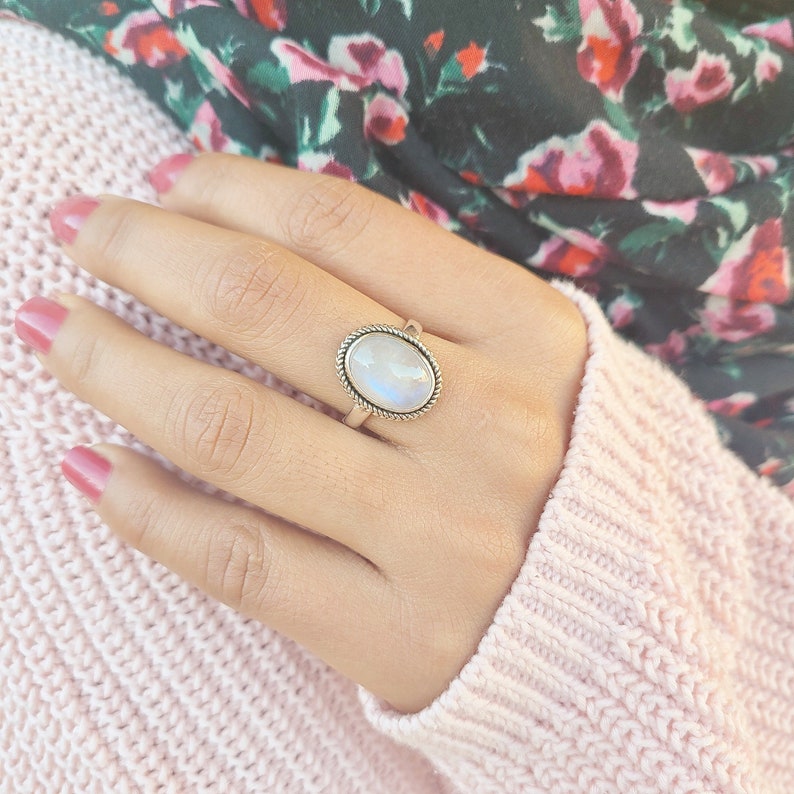Genuine Moonstone Ring Moonstone Silver Ring Handmade image 6