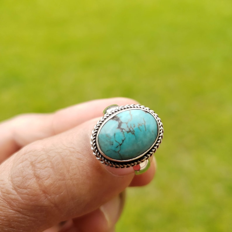 Boho Turquoise Ring, Silver Turquoise Ring, Turquoise Ring, 925 Silver Ring, Sterling Silver Ring, Gemstone Stone Ring, Mother's Day Gift image 5