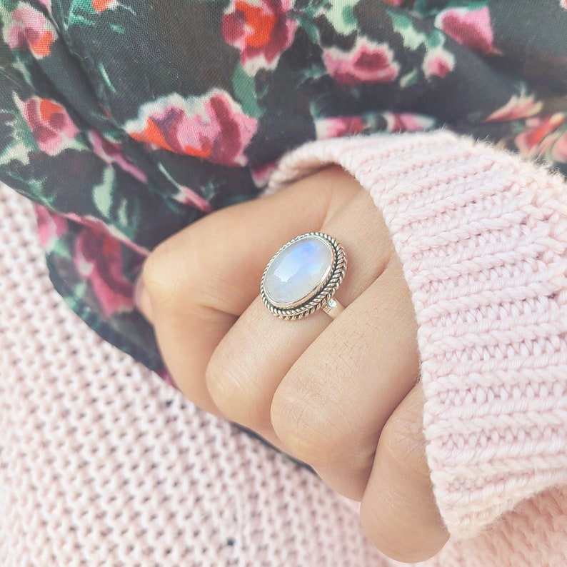 Genuine Moonstone Ring Moonstone Silver Ring Handmade image 8