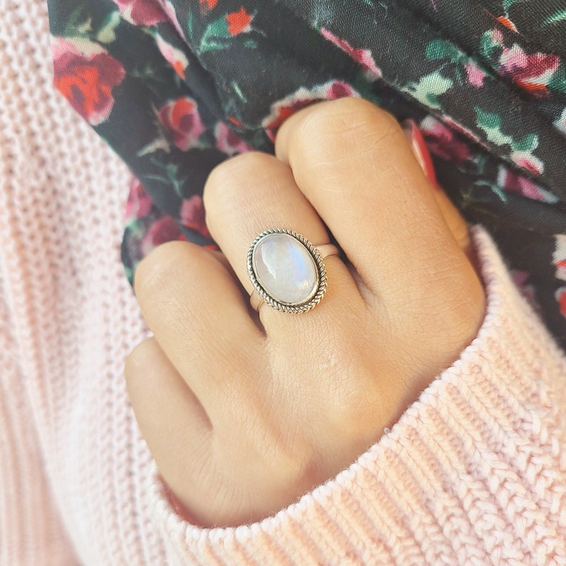 Genuine Moonstone Ring Moonstone Silver Ring Handmade image 9