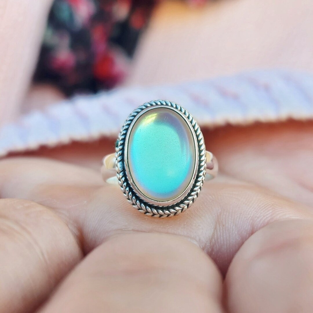 Angel Aura Quartz Ring, Silver Aura Quartz Ring, Aura Quartz Ring