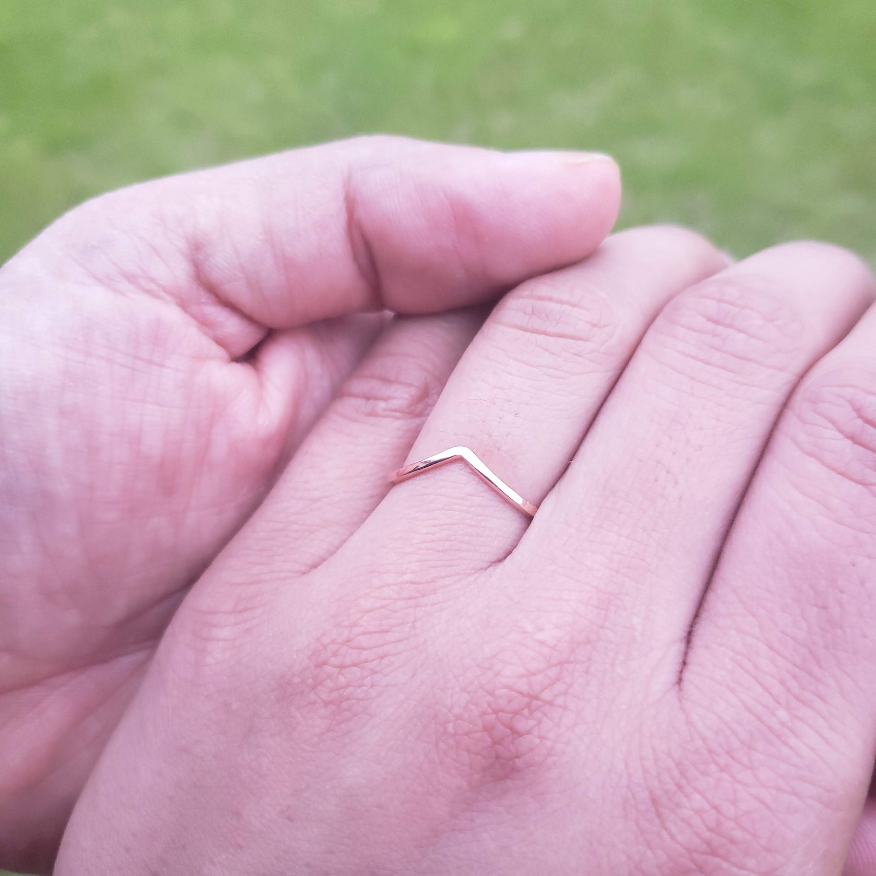 V Shape Ring Silver Ring Wave Ring 925 Silver Ring Rose Etsy