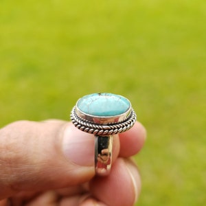 Boho Turquoise Ring, Silver Turquoise Ring, Turquoise Ring, 925 Silver Ring, Sterling Silver Ring, Gemstone Stone Ring, Mother's Day Gift image 4