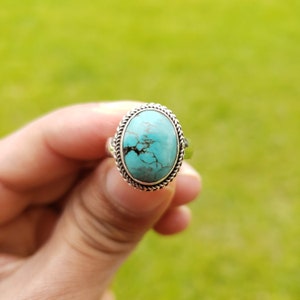 Boho Turquoise Ring, Silver Turquoise Ring, Turquoise Ring, 925 Silver Ring, Sterling Silver Ring, Gemstone Stone Ring, Mother's Day Gift image 2