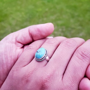 Boho Turquoise Ring, Silver Turquoise Ring, Turquoise Ring, 925 Silver Ring, Sterling Silver Ring, Gemstone Stone Ring, Mother's Day Gift image 7