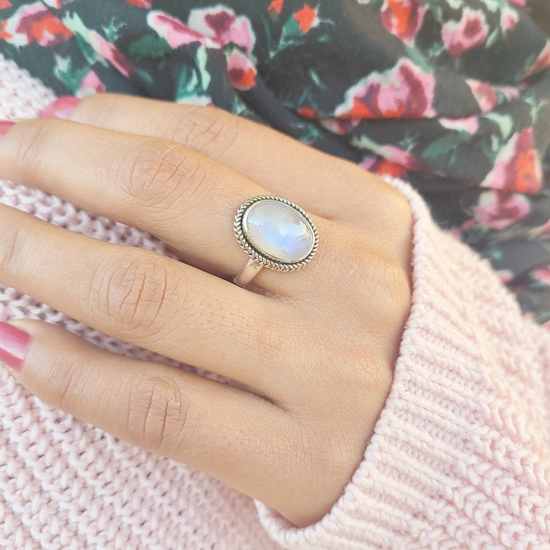 Genuine Moonstone Ring Moonstone Silver Ring Handmade Etsy