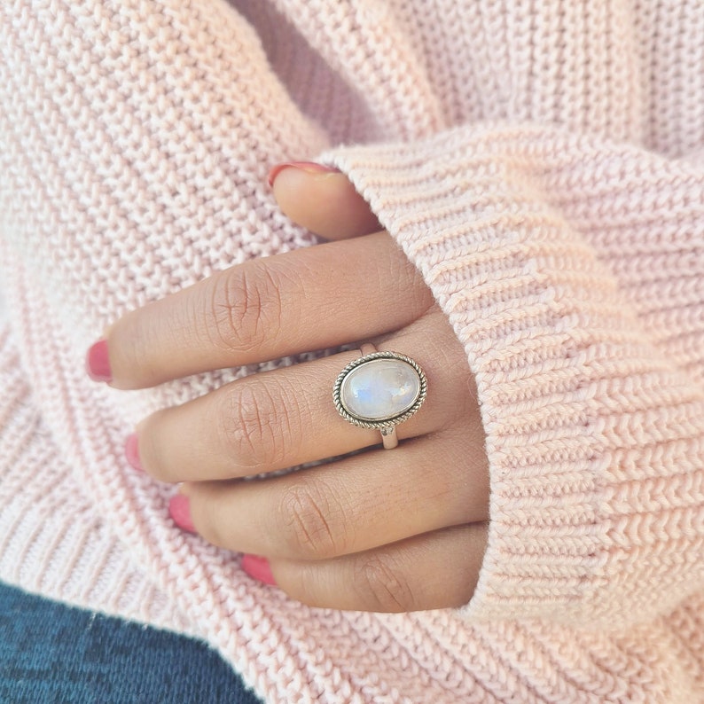 Genuine Moonstone Ring Moonstone Silver Ring Handmade image 2