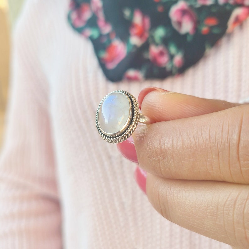 Genuine Moonstone Ring Moonstone Silver Ring Handmade image 10