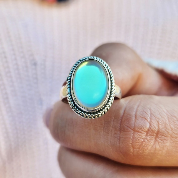 Angel Aura Quartz Ring Silver Aura Quartz Ring Aura Quartz