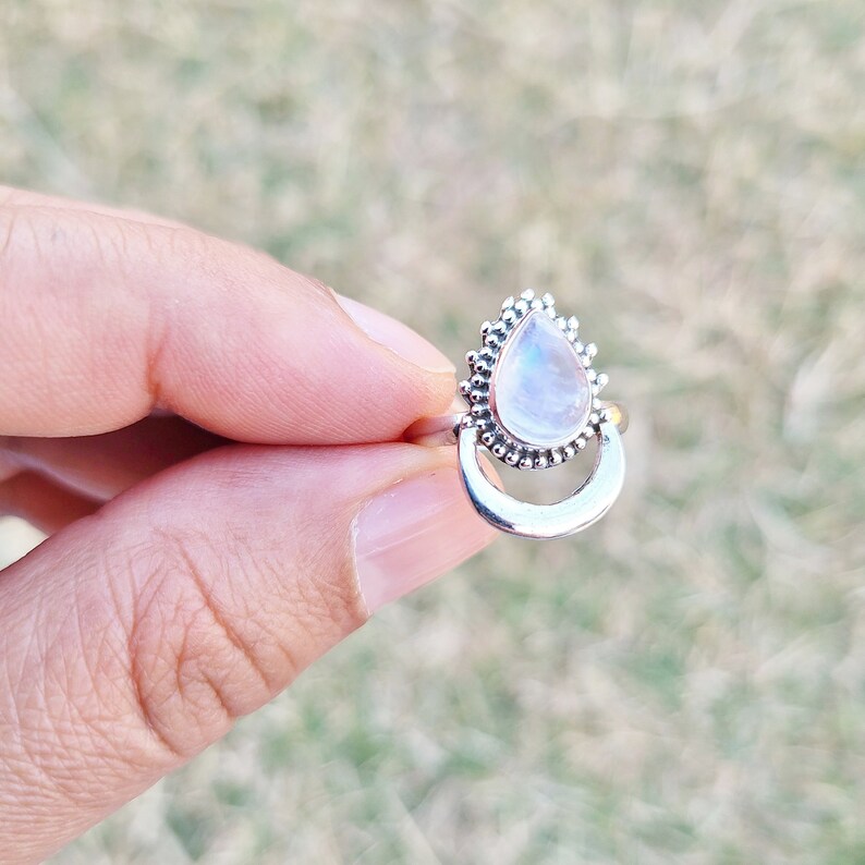 Genuine Moonstone Ring Moonstone Silver Ring Moonstone Ring Etsy