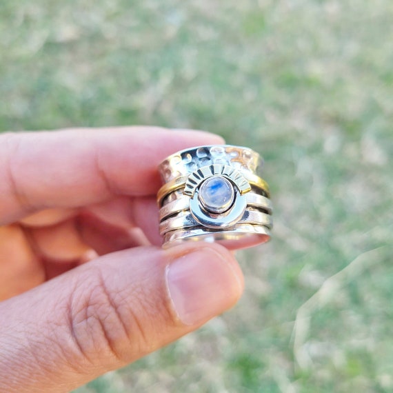 Hexagon cut Moonstone ring vintage unique Moonstone engagement ring ro –  Ohjewel
