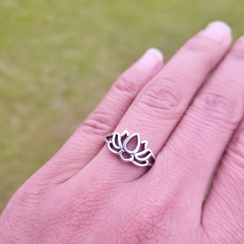 Lotus Ring Silver Lotus Flower Ring Silver Lotus Ring Etsy