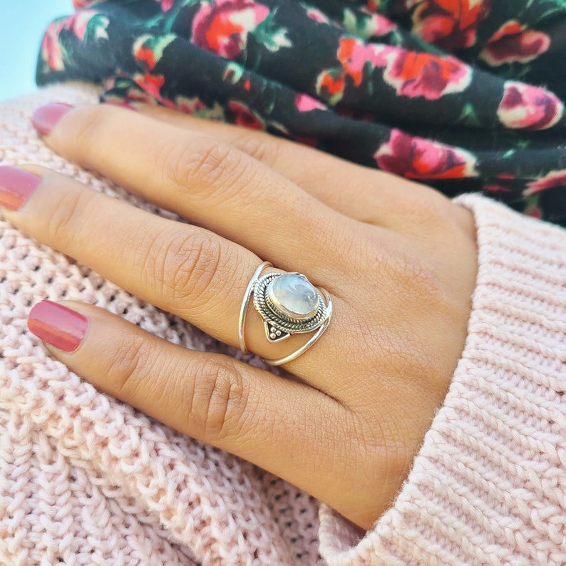 Genuine Moonstone Ring Moonstone Silver Ring Handmade Etsy