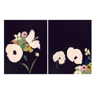 Diptych - Abstract Black Botanical