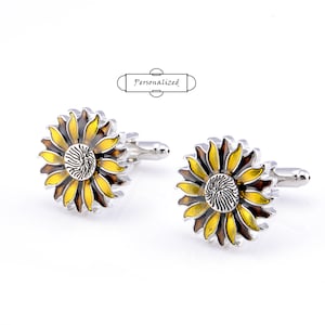 Sunflower Cufflinks Summer Autumn Wedding Sunflower Cufflinks