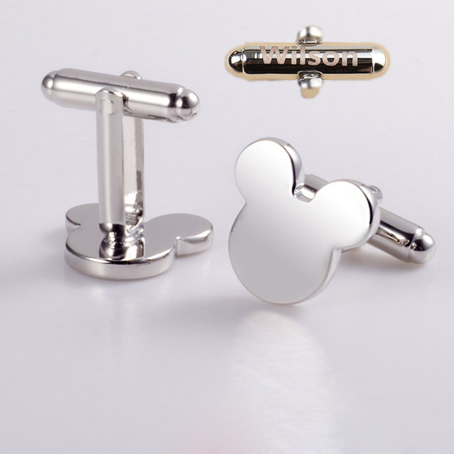 Personalized Cufflinksdisney Cufflinkssilver Mickey Etsy