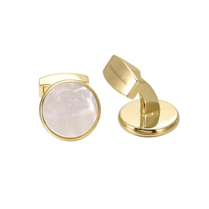 Personalized name cufflinks-wedding cufflinks-mother-of-pearl cufflinks gold-plated mother-of-pearl cufflinks - cufflinks for the groomsmen
