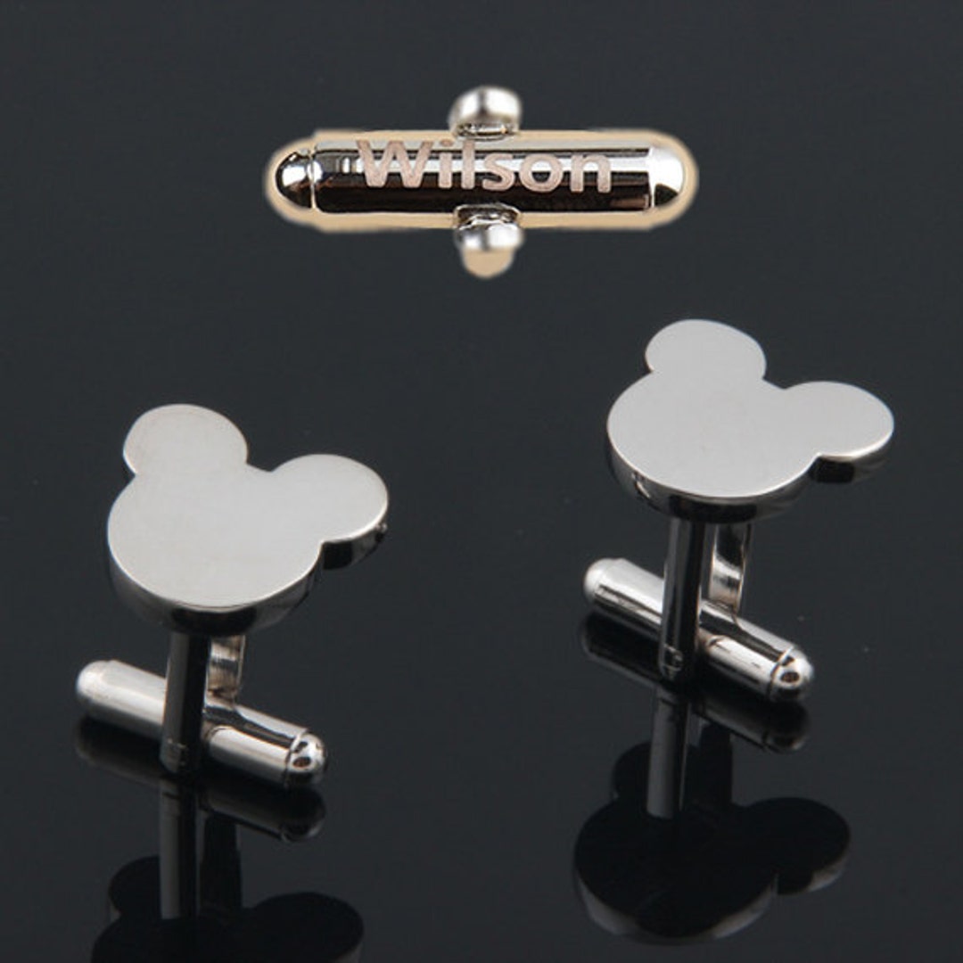 Cuff Links Personalized,disney Cufflinks,silver Mickey Cufflinks,mouse