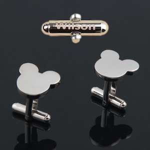 cuff links personalized,disney cufflinks,silver mickey cufflinks,Mouse Bear Ears Cufflinks,Mickey Mouse wedding gold Wedding cufflinks